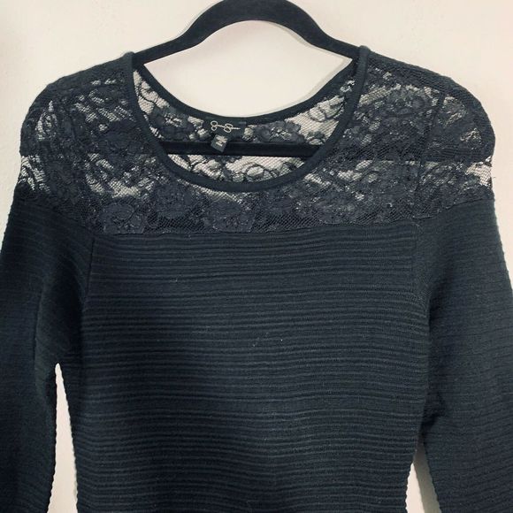 Jessica Simpson Opera Black Ribbed Lace Dress - Picture 4 of 5